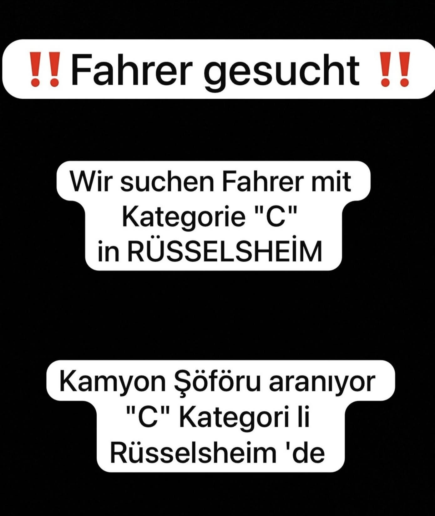 Rüsselsheim de C sınıfı ehliyeti olan Kamyon şoförü aranıyor.