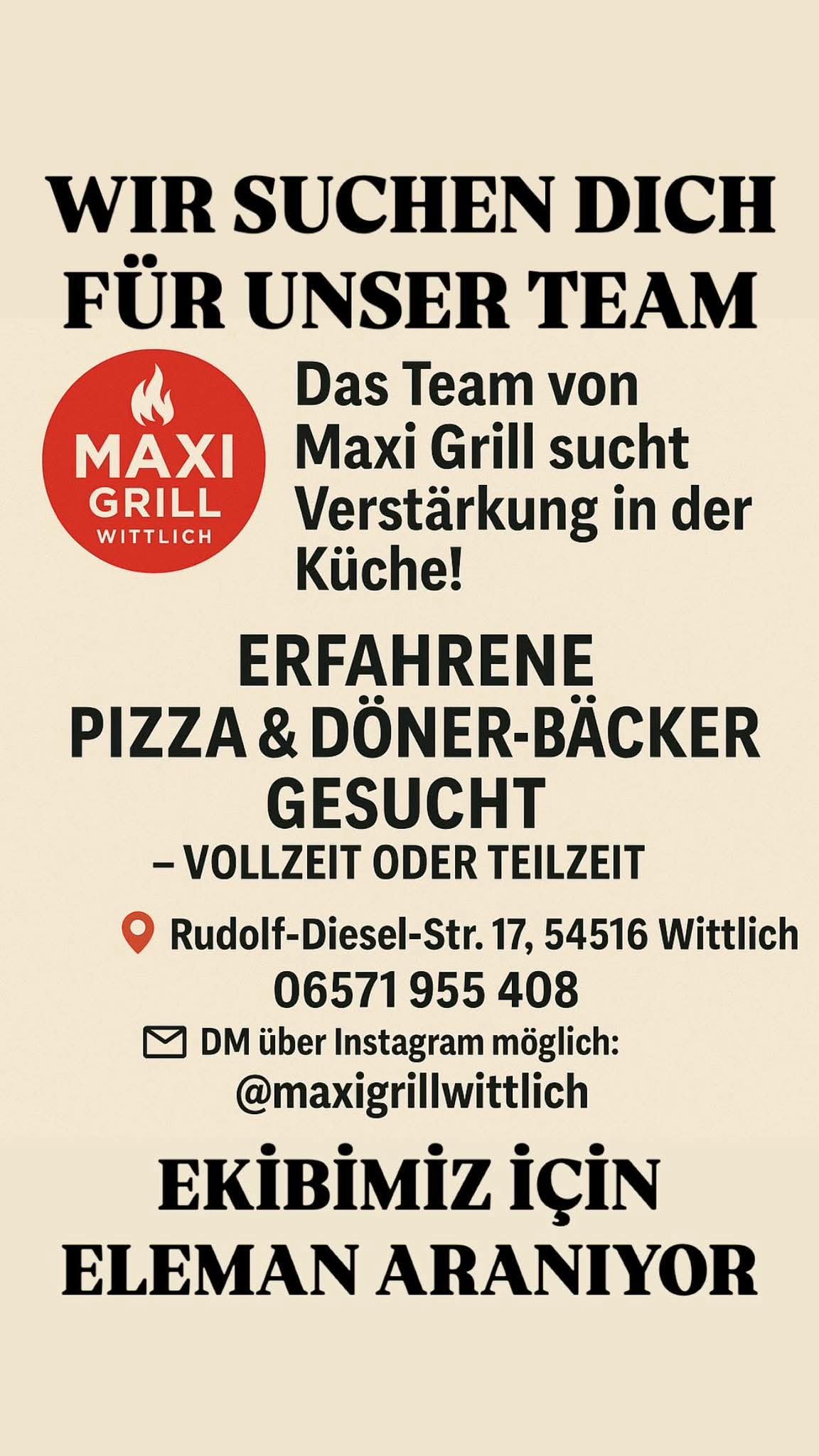 Ekibimiz için Eleman aranıyor! Tecrübeli Döner Ustası, Pizza Ustası, Fırın Ustası aranıyor.